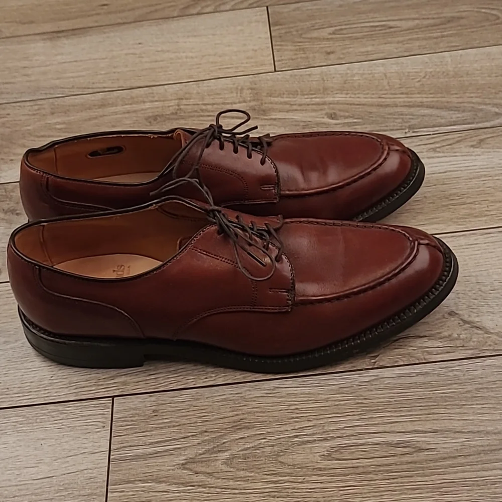 ALLEN EDMONDS Bradley Cherry Brown‎ Leather Sz 10 B Mens Split Toe Dress Shoes